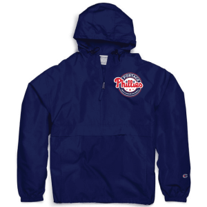 Navy CO200 Champion Packable Anorak 1-4 Zip Jacket with Portage Phillies logo