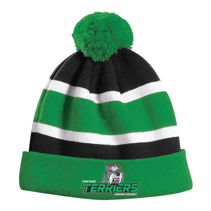 FP561 Microfleece Lined Roll Toque - Black/KellyGreen/White
