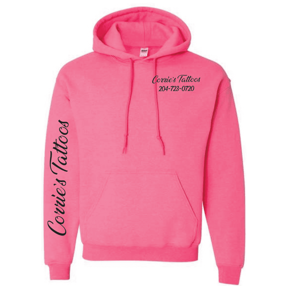 G185 Gildan Heavy Blend 8 oz., 50/50 Hooded Sweatshirt - Safety Pink