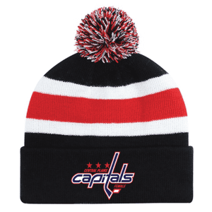9S243M Acrylic Roll Pom Pom Toque - Black/Red/White